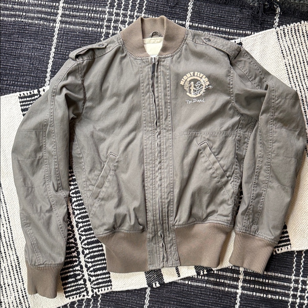 VINTAGE Diesel beige cream and brown graphic hoodie